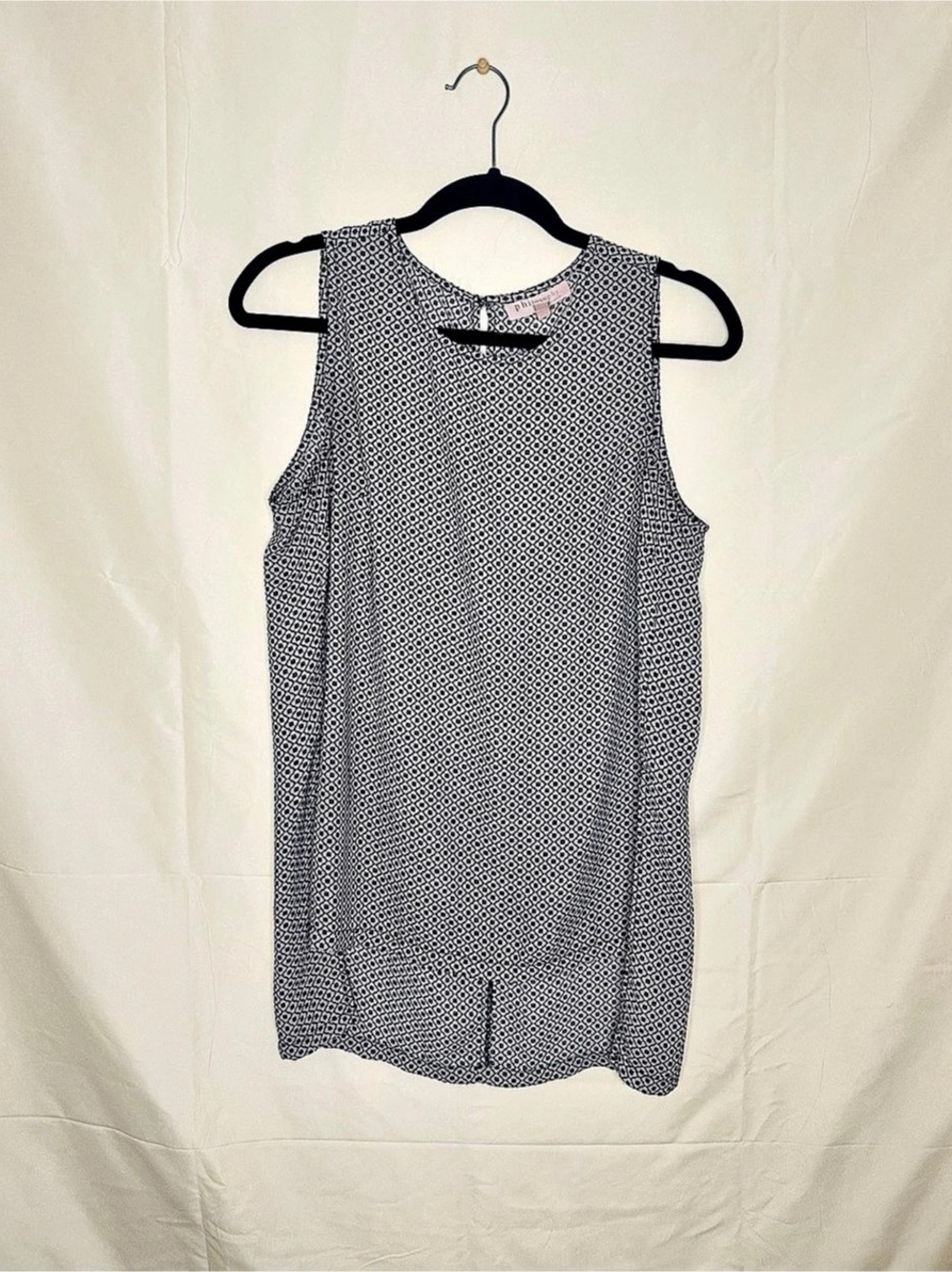 Philosophy Republic Clothing Geometric Sleeveless Blouse Black & White Size Medi